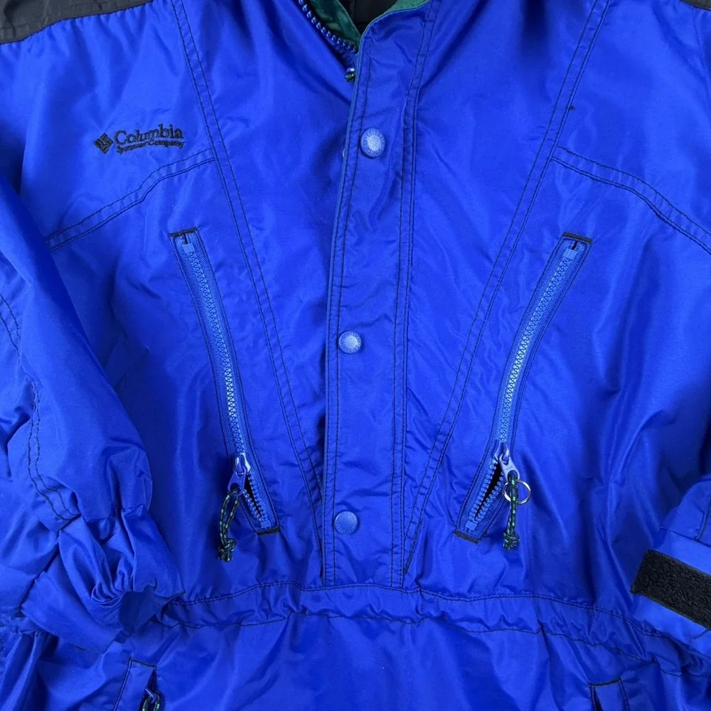 Columbia Mens XL Blue Pullover Ski Jacket Hooded Vintage 90s Coat Retro Anorak
